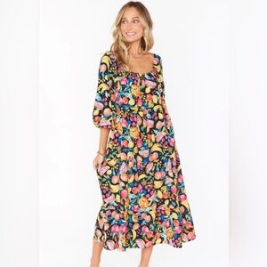 {Show Me Your Mumu} Day or Night Midi Dress, Fruity Tango, Size S, NWT